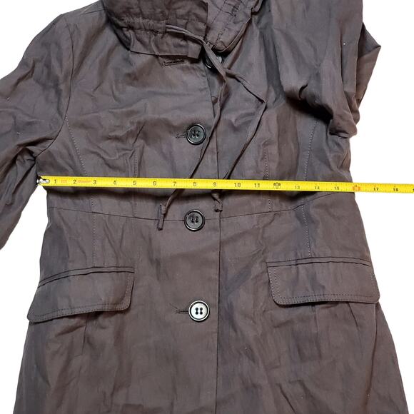 Ann Taylor Loft Long Lined Ruffle Collar Women's Button Sz S Petite Jacket - Picture 3 of 13